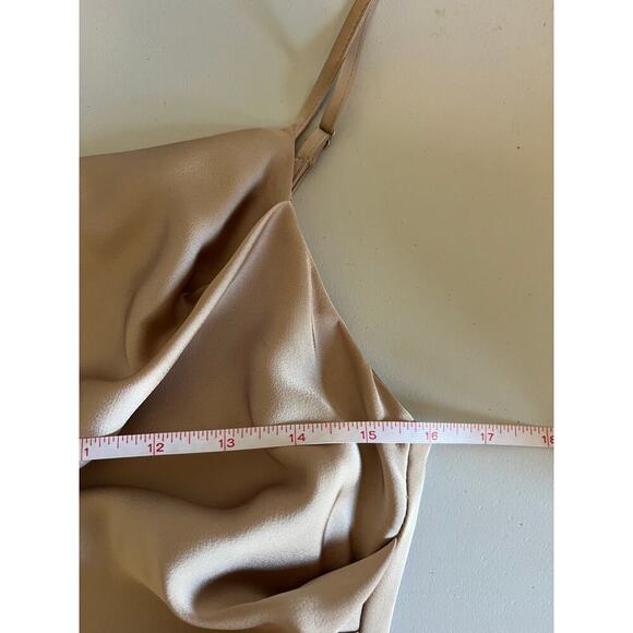 Birdy Grey Lydia Dress Matte Satin Neutral Champagne Medium Long Bridesmaid Cowl - Picture 9 of 13